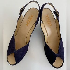9West Vintage Dark Purple Peep-Toe Suede hills shoes.Pre-owned.Classic Beauty ❤️